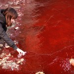 Déversement illégal de teinture dans les eaux de Jian River en Chine, 2011. (Photo: STR)