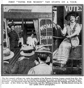 Matters conduisant le WFL ‘Votes For Women’. (The Daily Mirror, 1908)