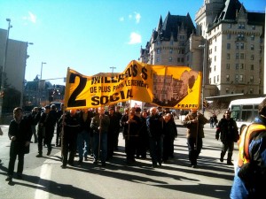 Blocage du FRAPU à Ottawa, 27 octobre 2010. (Photo: UCL-Quebec)