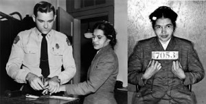 Rosa Parks est devenue célèbre parce que le 1er décembre 1955, à Montgomery (Alabama), elle refusa de céder sa place à un passager blanc dans un bus. Martin Luther King, avec le concours de Ralph Abernathy, lança alors une campagne de protestation et de boycott contre la compagnie de bus qui dura 381 jours. Le 13 novembre 1956, la Cour suprême cassa les lois ségrégationnistes dans les bus. (Photo: domaine public)